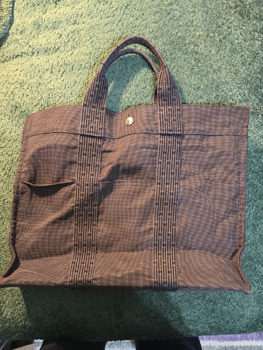 Herms Herline Mm Tote Bag Constructed From Canvas Featuring The Signature H